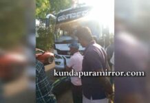 ಗುಲ್ವಾಡಿ :ಶೆಟ್ರಕಟ್ಟೆ ತಿರುವಿನ ಬಳಿ ಖಾಸಗಿ ಬಸ್ಸಿಗೆ ವೇಗವಾಗಿ ಬಂದ ಬೈಕ್ ಮುಖಾಮುಖಿ ಡಿಕ್ಕಿ -ಬೈಕ್ ಸವಾರ ಸಾವು