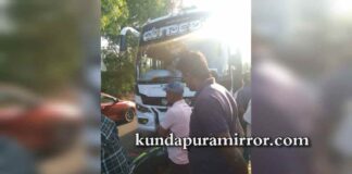 ಗುಲ್ವಾಡಿ :ಶೆಟ್ರಕಟ್ಟೆ ತಿರುವಿನ ಬಳಿ ಖಾಸಗಿ ಬಸ್ಸಿಗೆ ವೇಗವಾಗಿ ಬಂದ ಬೈಕ್ ಮುಖಾಮುಖಿ ಡಿಕ್ಕಿ -ಬೈಕ್ ಸವಾರ ಸಾವು