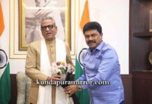 ಸಂಸದೀಯ ಸ್ಥಾಯಿ ಸಮಿತಿ ಅಧ್ಯಯನ ಪ್ರವಾಸ: ಸಿಕ್ಕಿಂ ರಾಜ್ಯಪಾಲ ಓಂ ಪ್ರಕಾಶ್ ಮಾಥುರ್ ಅವರನ್ನು ಭೇಟಿಯಾದ ಸಂಸದ ಬಿ.ವೈ.ರಾಘವೇಂದ್ರ